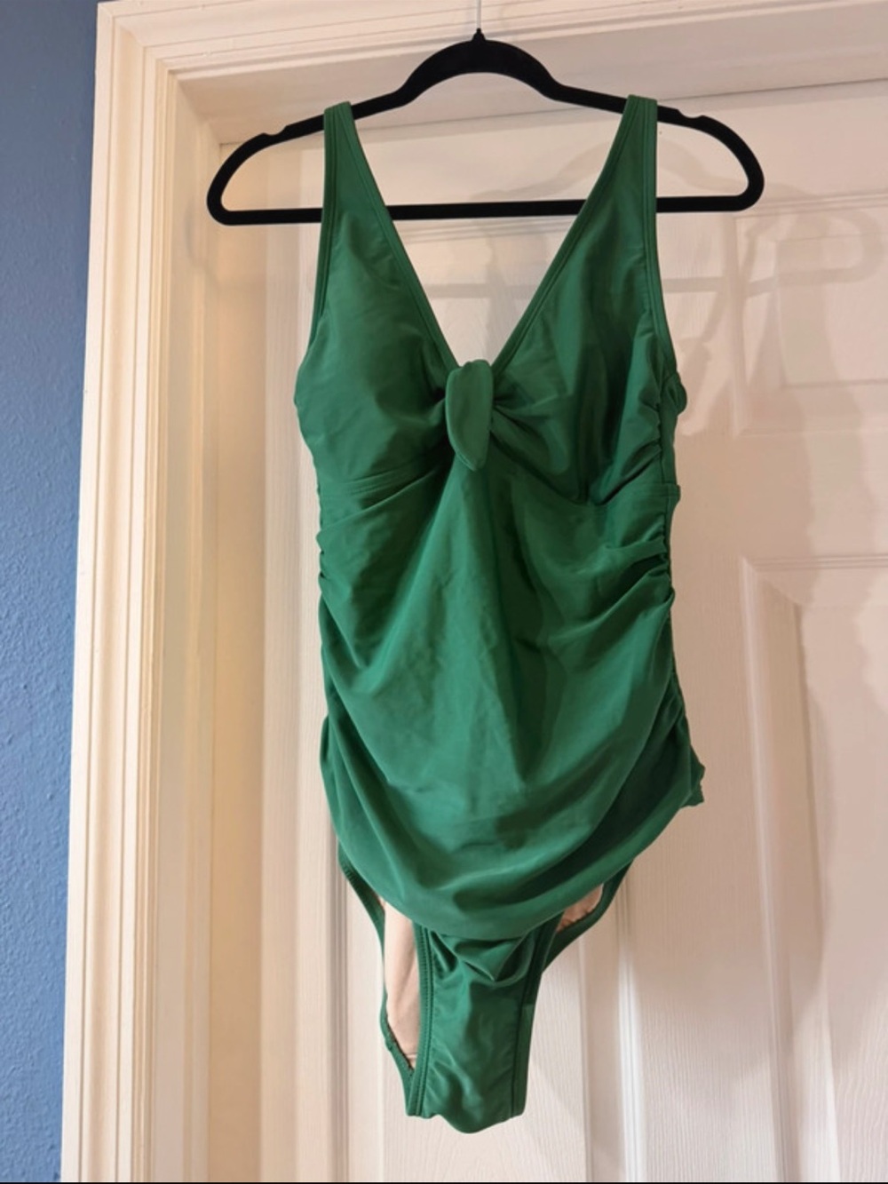 Green One-Piece Swimsuit with Front Knot